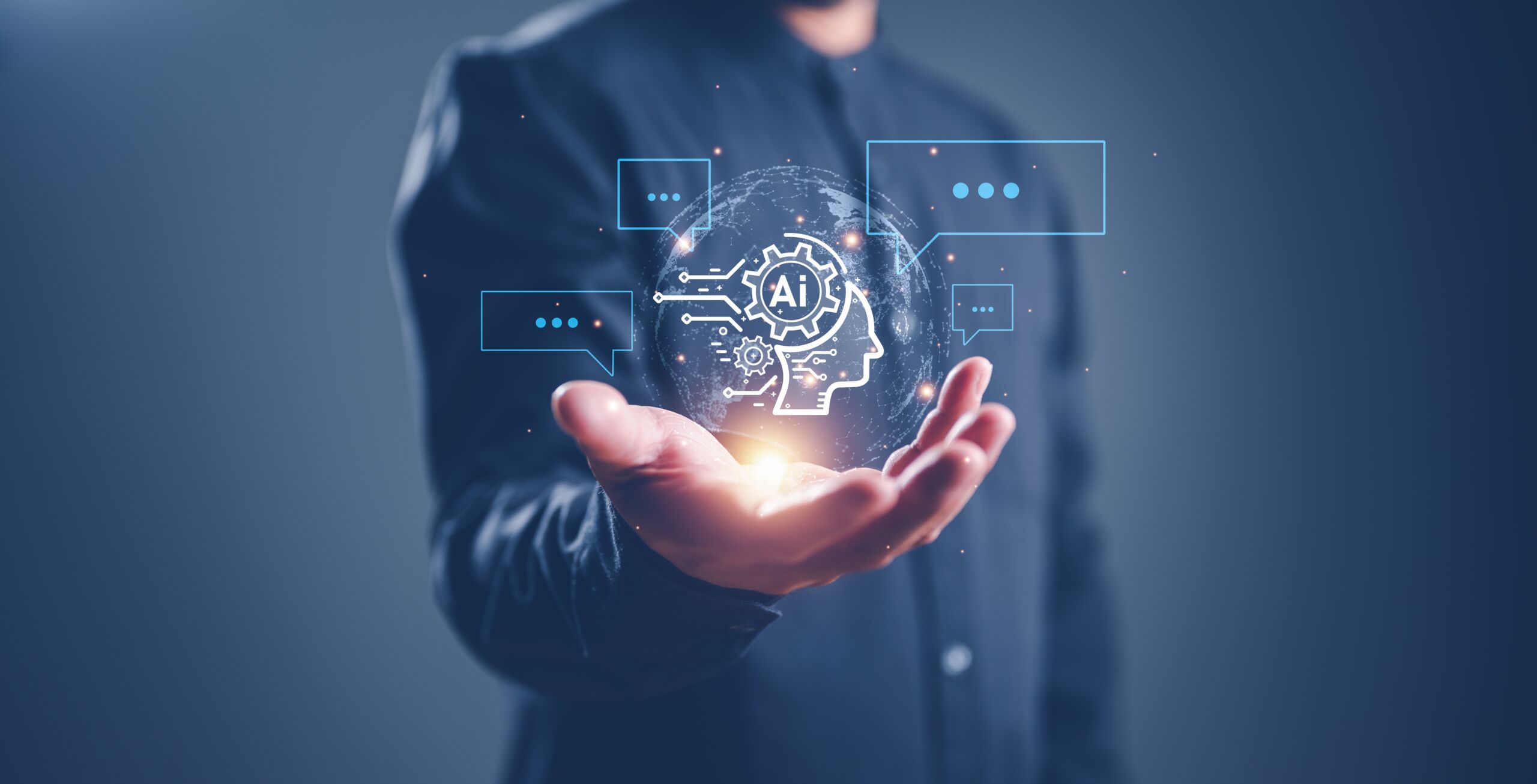 An individual holding a diagram that says AI, suggesting using tools for AI Impersonation.